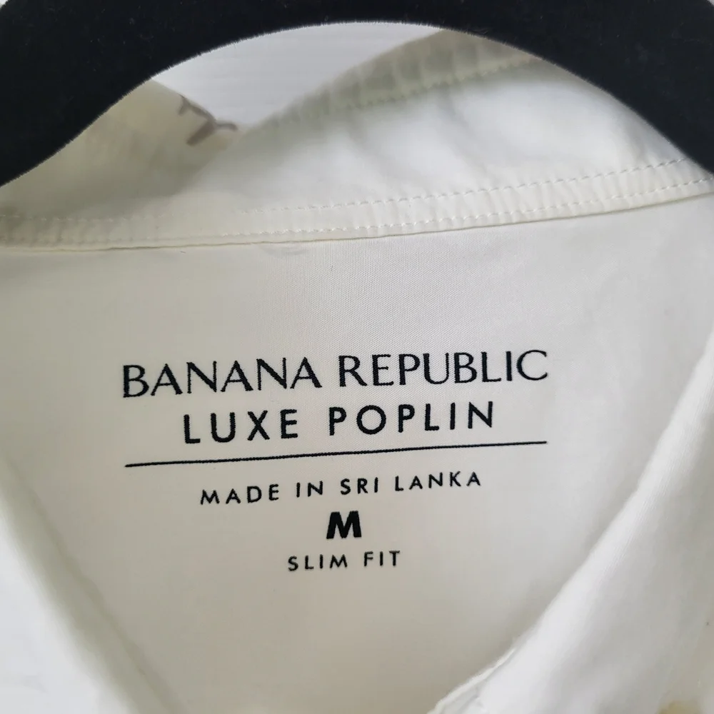 Banana Republic Airplane Print White Casual Button Down Luxe Poplin - Size Med